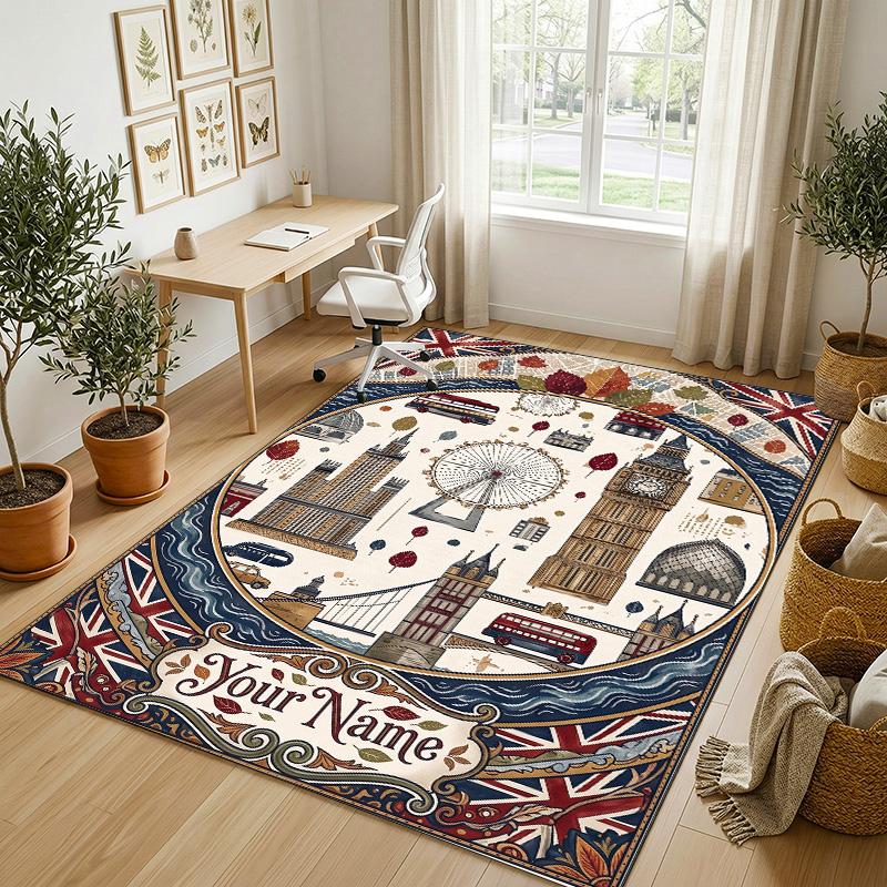 Lions Majesty Theme Soft Crystal Velvet Rug Custom Name & Text Print Non Slip Floor Rug for Bedroom Living Room