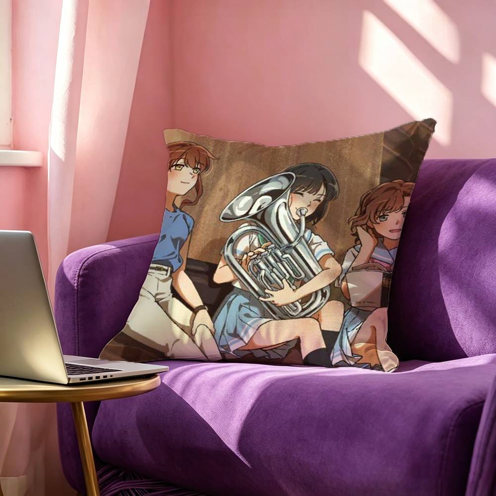 AAnime Sound Euphonium Cartoon Square DoubleSided Printed Pillow Case Bedroom Bedside Pillow Sofa Cushion Cover