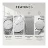 [BUREI] Men's Watch Simple Waterproof Analog Business Milanese Mesh Belt Men's Arm Watch Stylish Popular Date Brand Silver Men's Watch