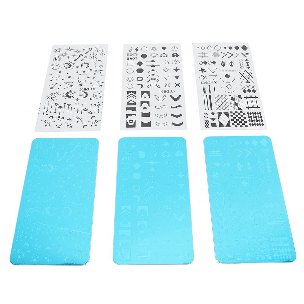Nail Stamper Kit Stainless Steel Protective Blue Film Different Patterns Irregular Images DIY Tools