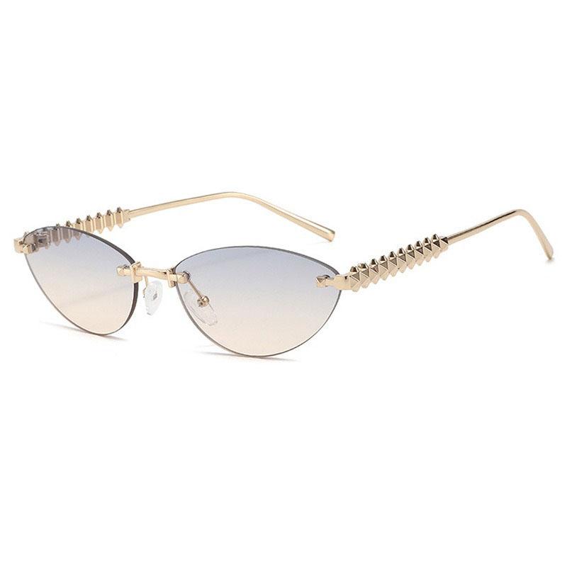 

Fashion Trendy Retro Cat Eye Sunglasses Women Luxury Designer Vintage Style Chic Frameless Metal Small Triangle Eyewear only 1pcs sunglasses