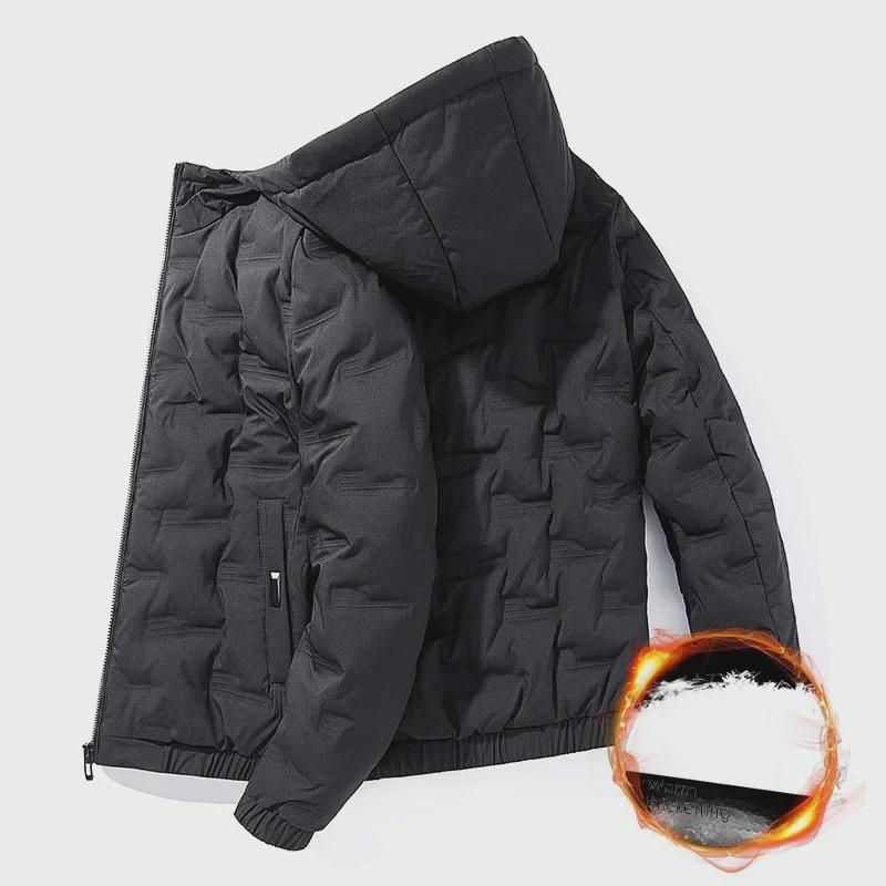 Herre Vinter Hette Bomullsjakke - Trendy Casual Kort Kåpe