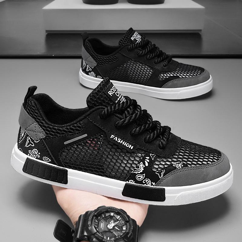 Summer Large Size Hollow Fashion Board Shoes Men's Shoes Comfortable Mesh Shoes Lightweight Trend Versatile Casual Sports Shoes