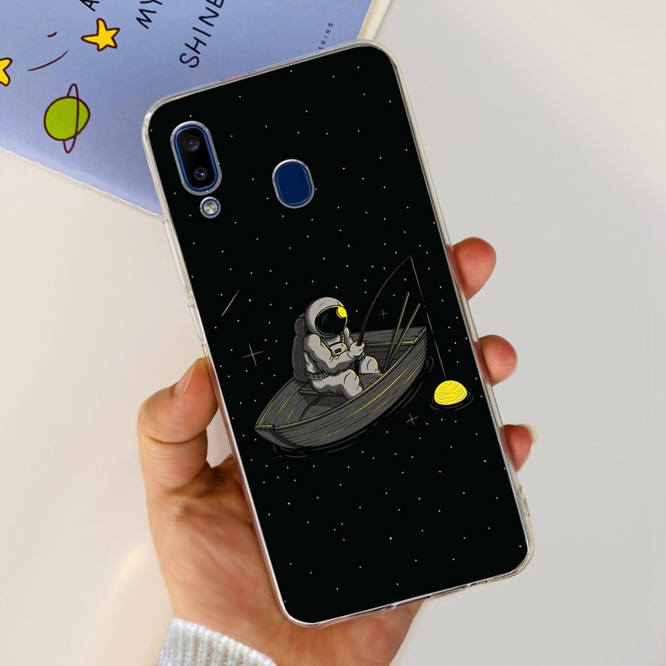 For Samsung Galaxy A20 Case A205 SM-A205F Silicone Cover Cute Astronaut Soft Phone Cases For Samsung A20e A202F A30 A305F Bumper