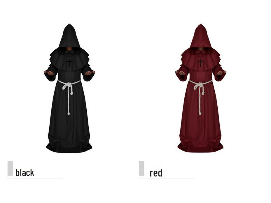 Średniowieczna szata mnicha i czarodzieja do cosplayu - kostium księdza i ponurego żniwiarza na Halloween