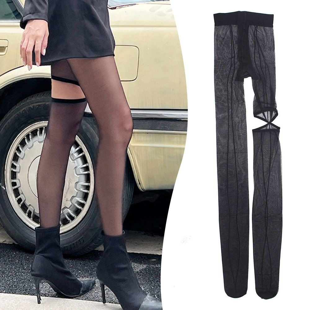 Personality High Pantyhose Asymmetry Hottie Sexy Tights NEW Vertical Line Tights Girl