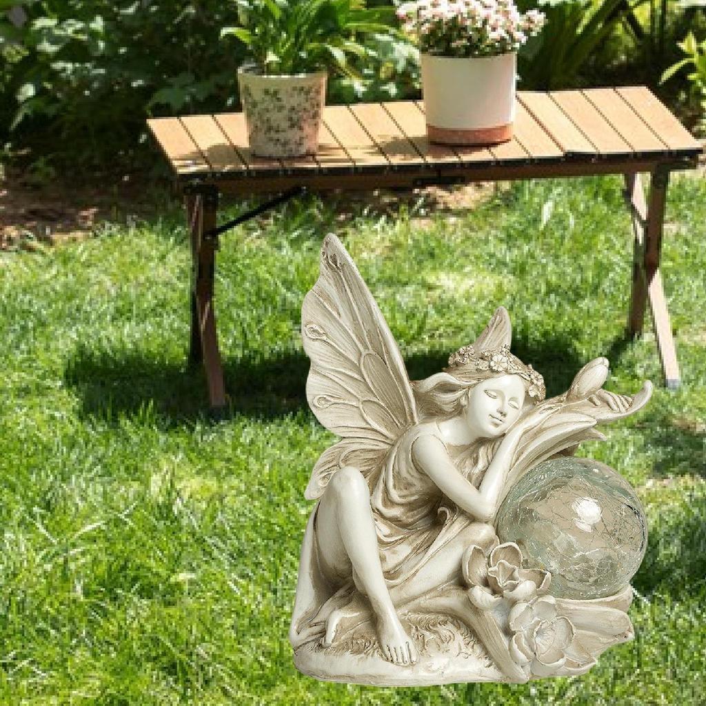 Garten Solar Statue Licht Elf Mädchen Skulptur Fee Figurine Rasen Ornament für Bauernhaus
