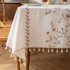 Amazon Nordic Embroidered Table Cloth Plant Flower American Decorative Rectangular Table Dust Tablecloth