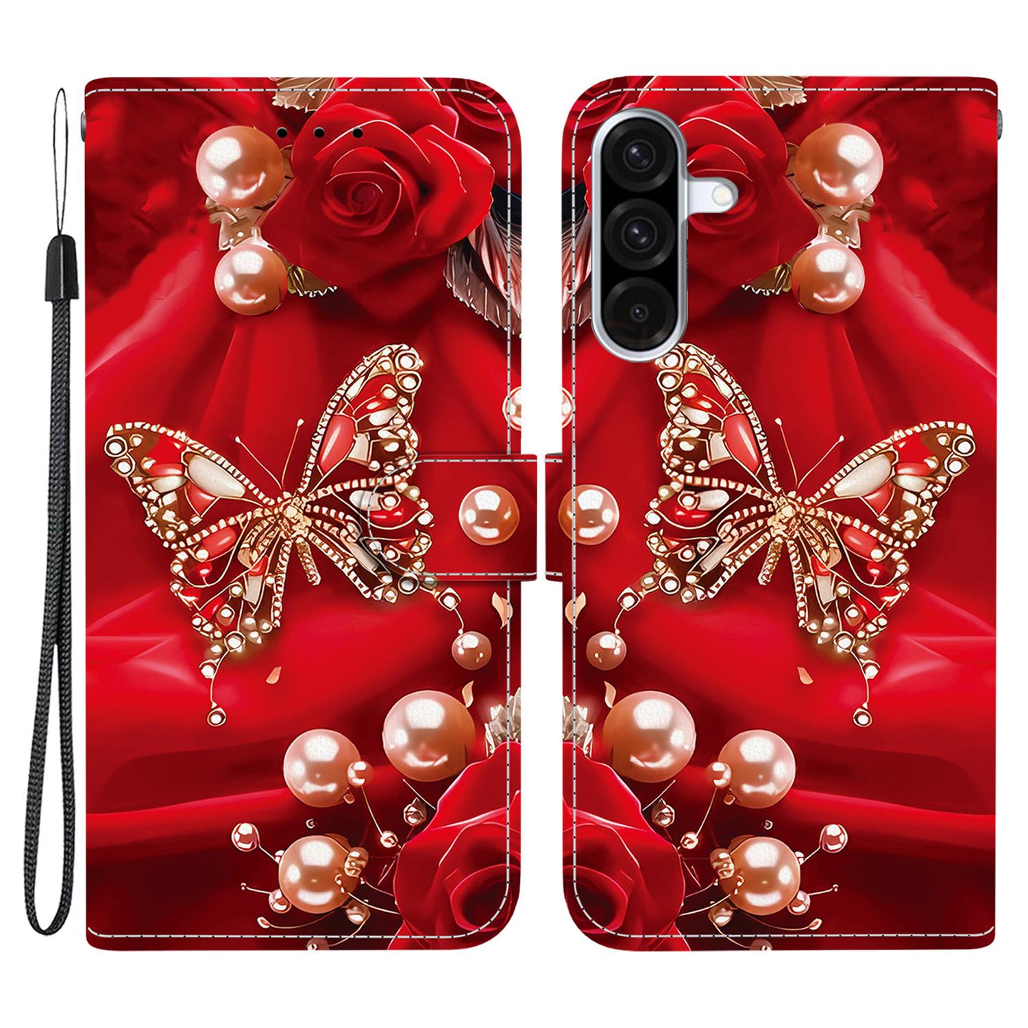 

For Samsung Galaxy A36 5G Leather Case Stand Wallet Pattern Printing Phone Cover with Wrist Strap J