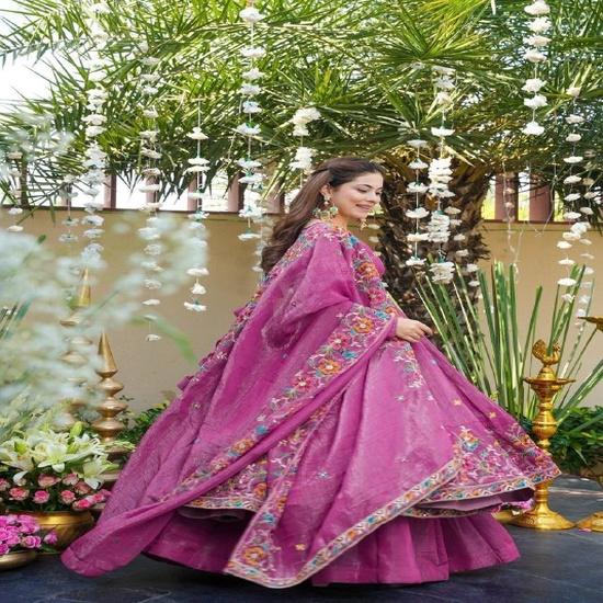 Women's Floral Embroidered Anarkali Set with Sheer Dupatta
