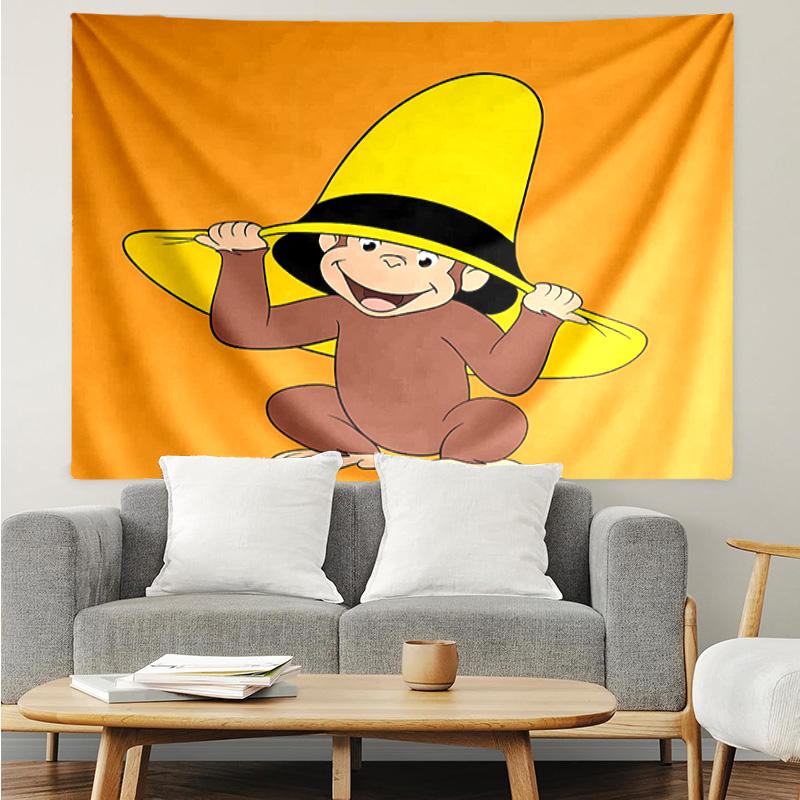 Curious George1 Tapestry for Bedroom Aesthetic Classroom Tapestries Wall Hanging for Living Room Dorm Office,Ideal Creative Gift