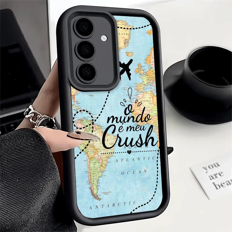 Travel Map Artistic Pattern Soft Phone Case for Samsung Galaxy A17 A16 A26 A36 A56 A15 A25 A35 A55 A14 A24 A34 A54 A13 A23 A33 A