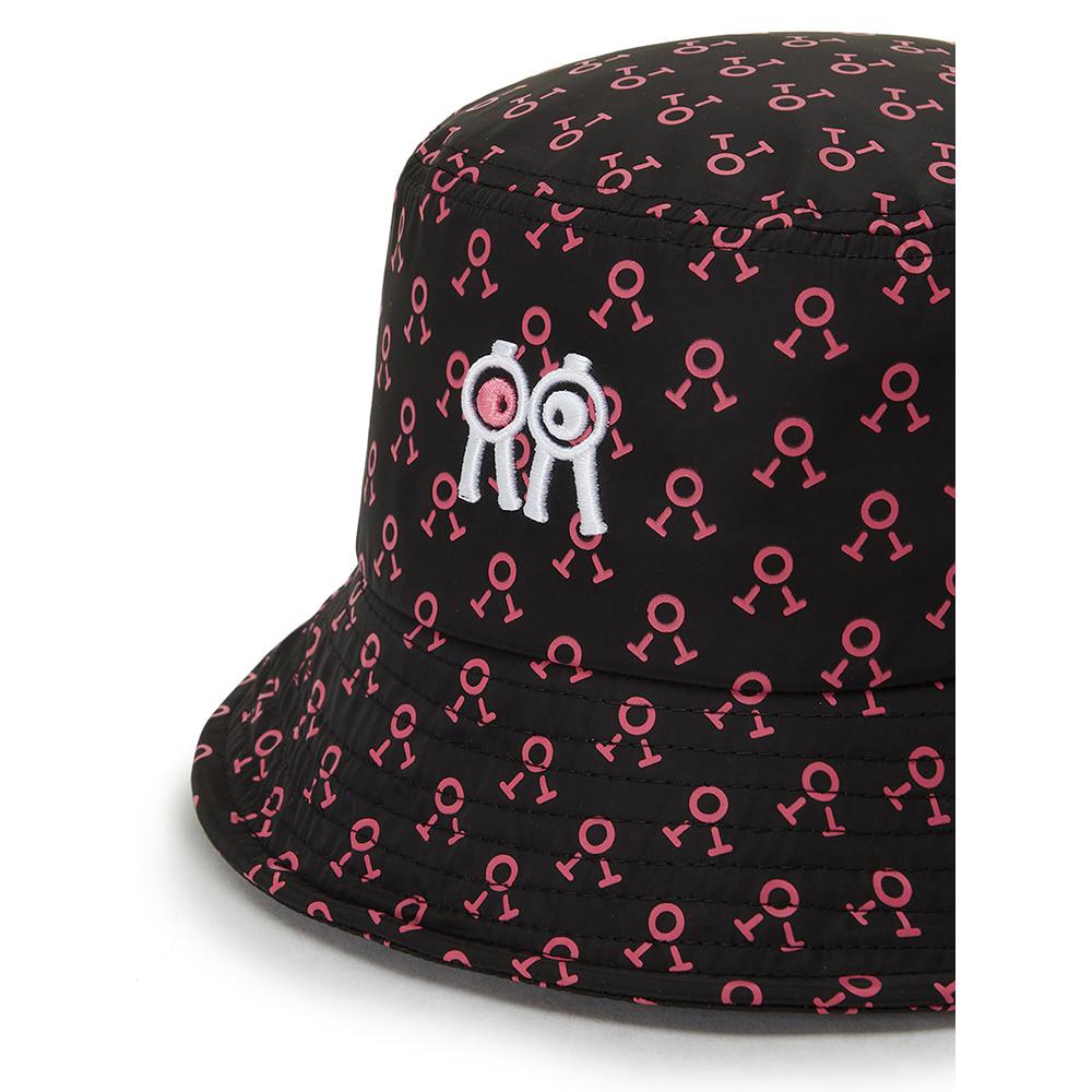 ROLLINGROLLEYE Waterproof Bucket Hat Black Pink Logo Pattern