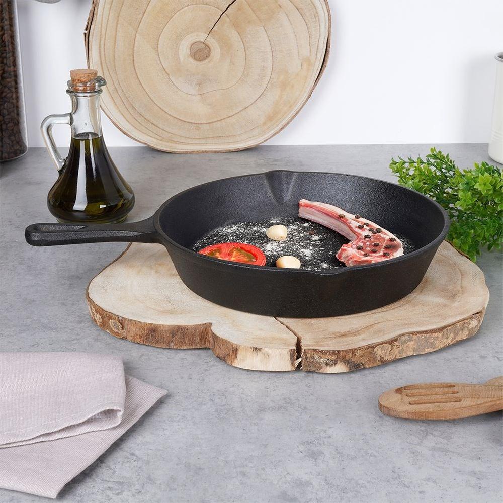Cast Iron Pan for Gas Induction Grill Fireplace To Oven Plate 25 Cm