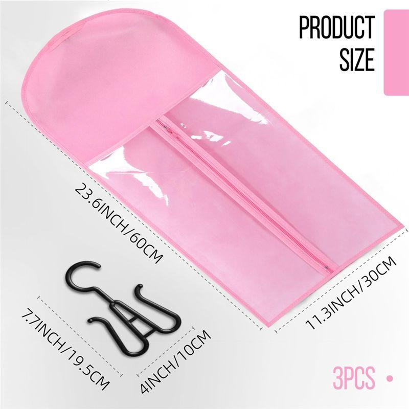 AAAF 3PCS Hair Extension Holder Wig Storage For Multiple Wigs Holder Wig Bags With Hanger Hair Extension Storage