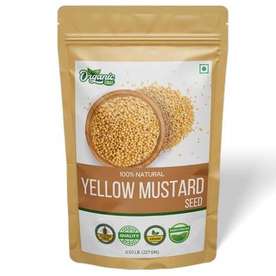 Organic Zing Yellow Mustard Seeds | Whole Yellow Mustard Seed for Pickles & Cooking | 100% Raw Mustard Seeds | Product of India (227g)