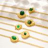 Retro Palace Style 18K Gold-Plated Titanium Steel Bracelet with Emerald Natural Stone for Women