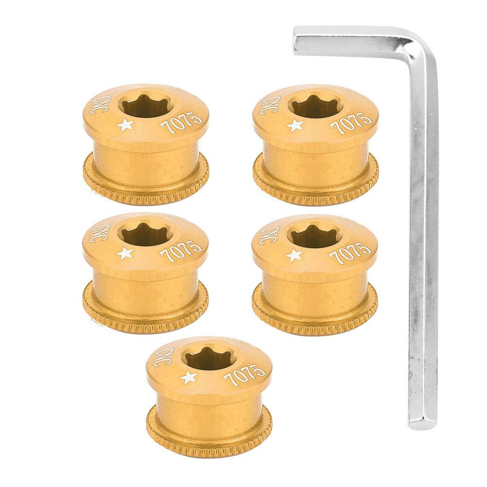 5Pcs Bicycle Bike Chainring Screw Chainwheel Bolt for Single Double Triple Speed(gold 5mm)
