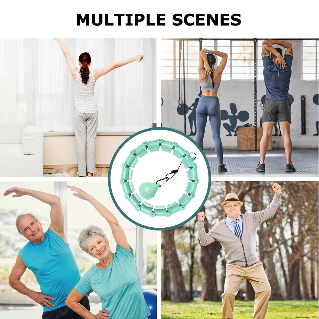 Adjustable Smart Fitness Hoop with Detachable Hollow Ball, Silent,PC Material for Home Workouts & Body Shaping, 30-Minute Timer, Removable Knot