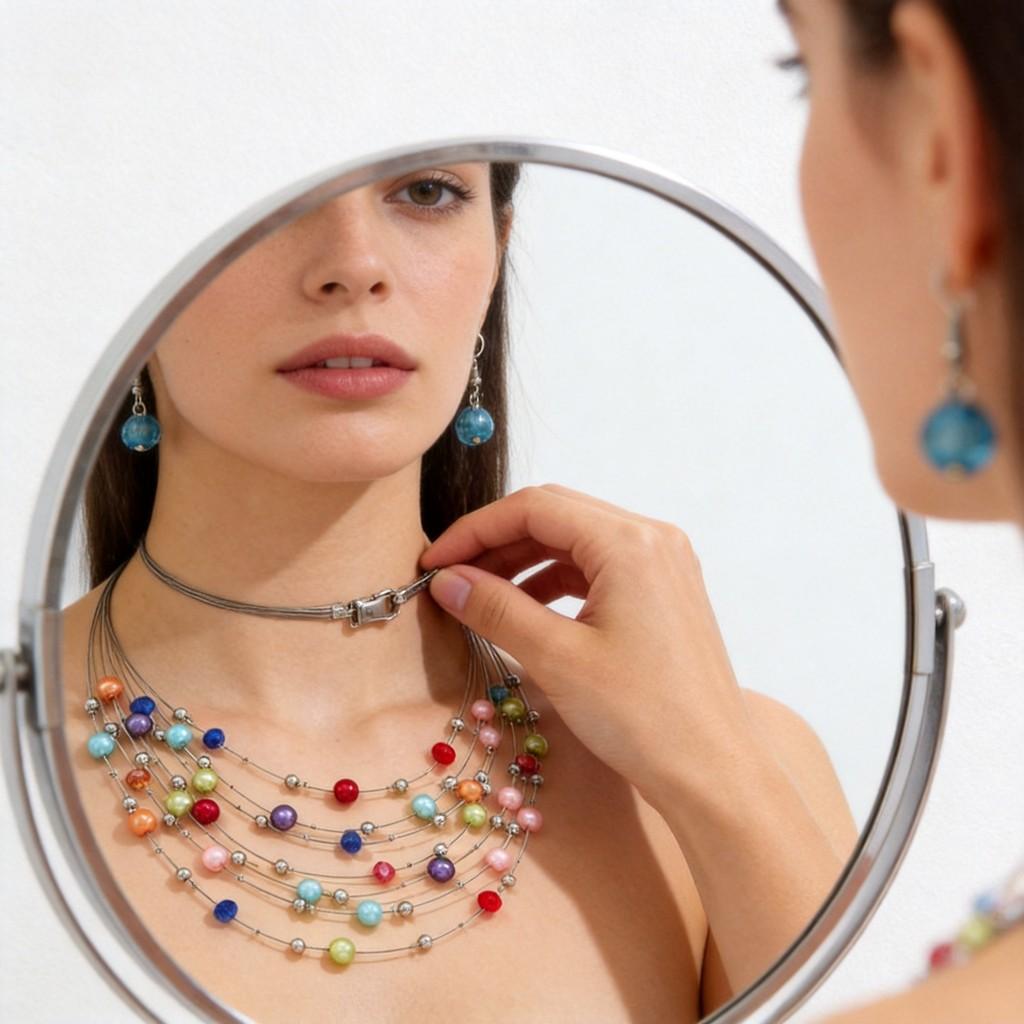 Style Multi Layer Pearl Crystal Necklace Set For Women Summer