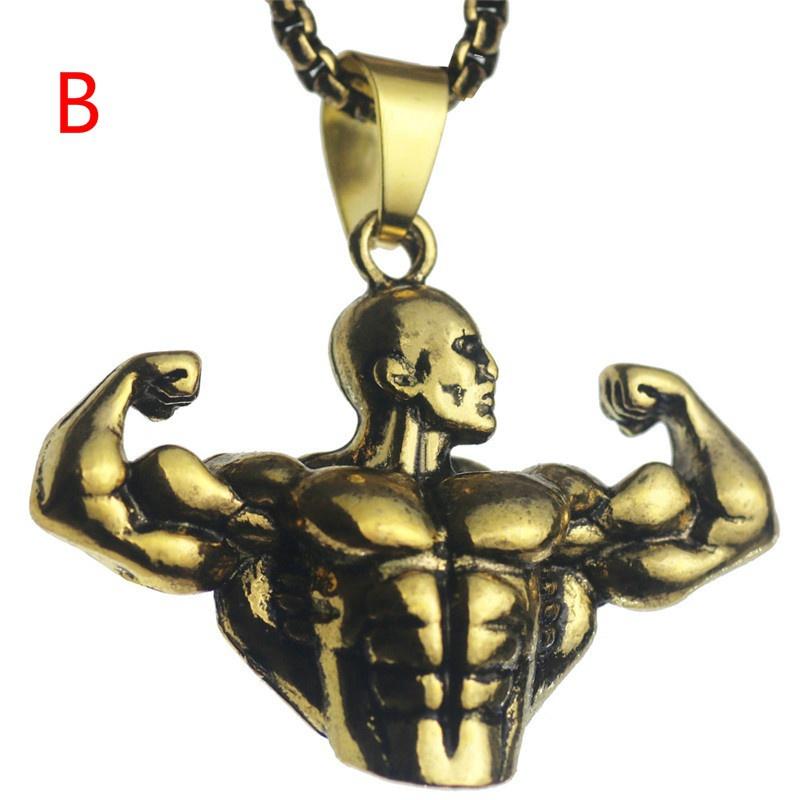 Bodybuilding Arm Muscular Men Pendant Men's Sports Fitness Necklace