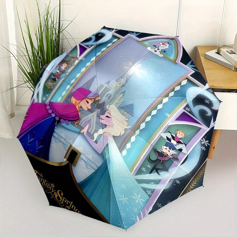 

Frozen,Fantasy Springs Automatic Folding Umbrella Simple 8 Rib Design, Bright Cartoon Pattern, Durable Iron Frame, Suitable For Travel, Ou