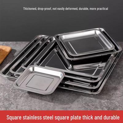 Wuhe Stainless Steel Shallow Square Food Serving Tray