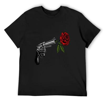 Pistole mit Rose T-Shirt Anime Kleidung Lustige T-Shirts Fußball T-Shirt Grafik T-Shirts Baumwoll T-Shirt Herren