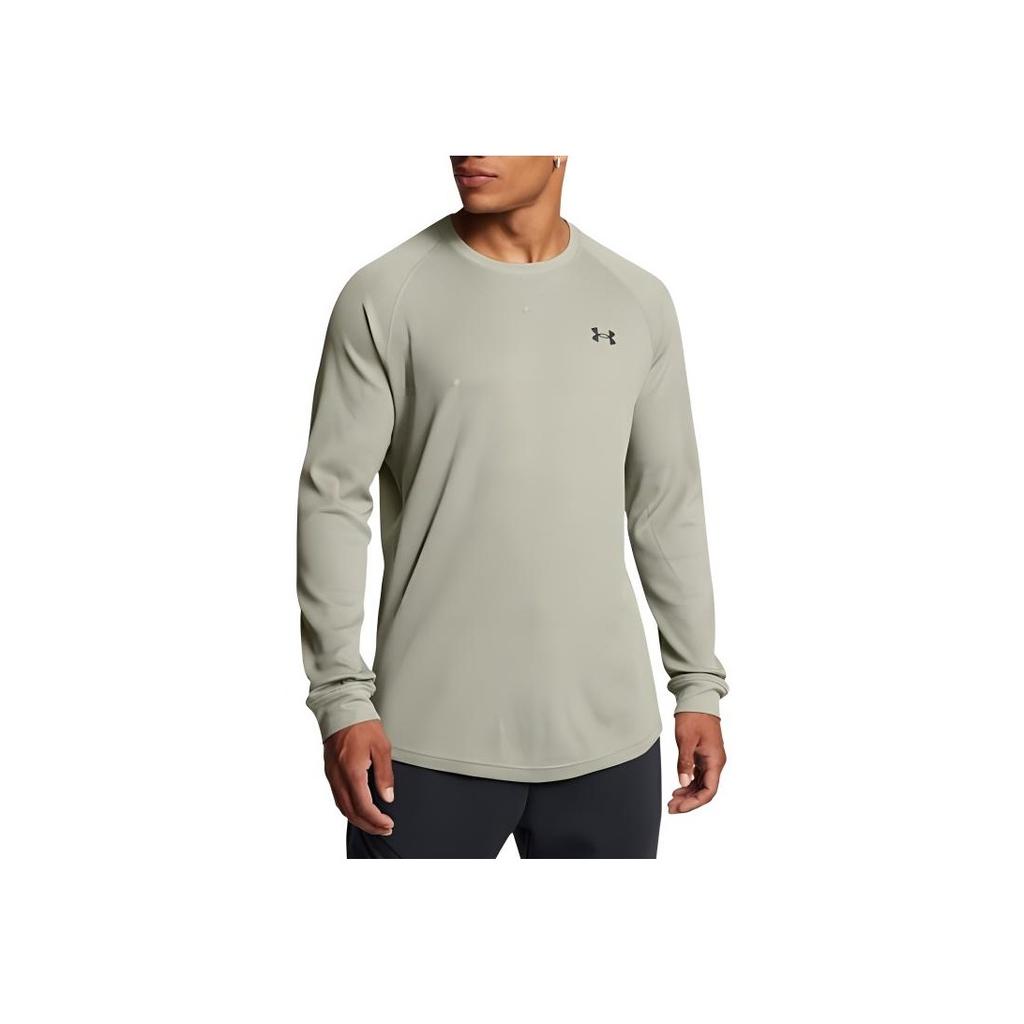 Under Armour Dfo Crew Neck Sports Casual Raglan Sleeve Long Sleeve T-Shirt Men Tops Jungle-Green 1302355-504