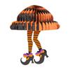 Witch Leg Halloween Decor Black & White Striped Hanging Ornaments with Purple Shoes Creepy Party Ceiling Decorations