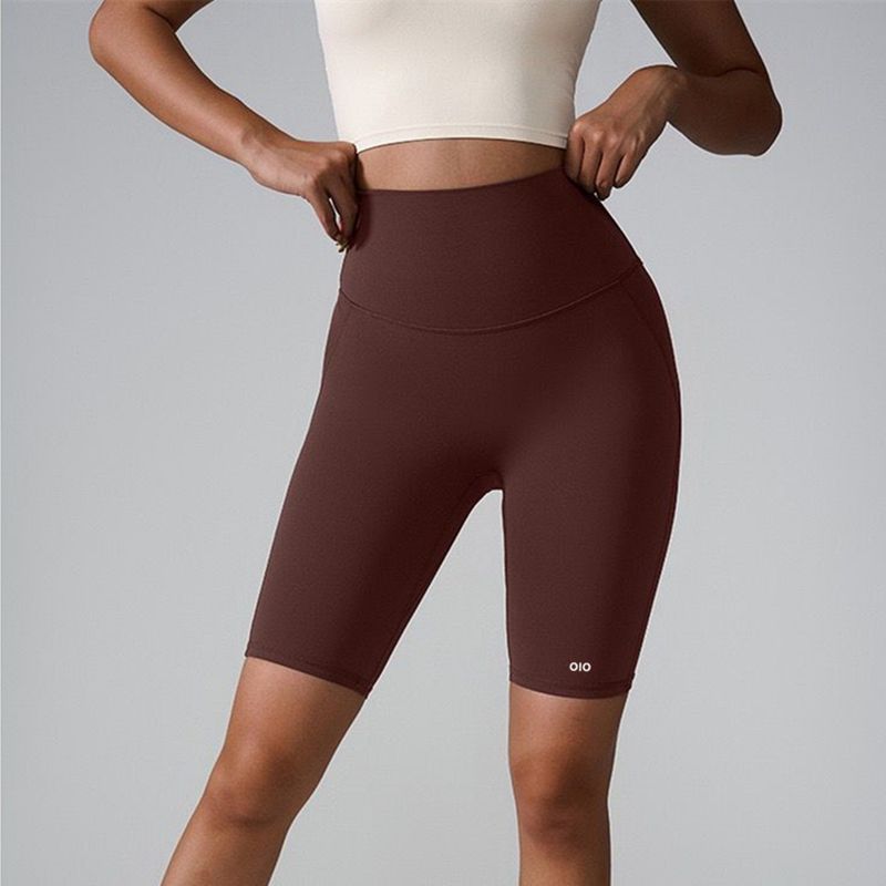 Oiob Nude Feel Yoga Short-Length Pants Women's High Waist Hip Lifting Sport Tights Cycling Running Training Fitness Short Pants