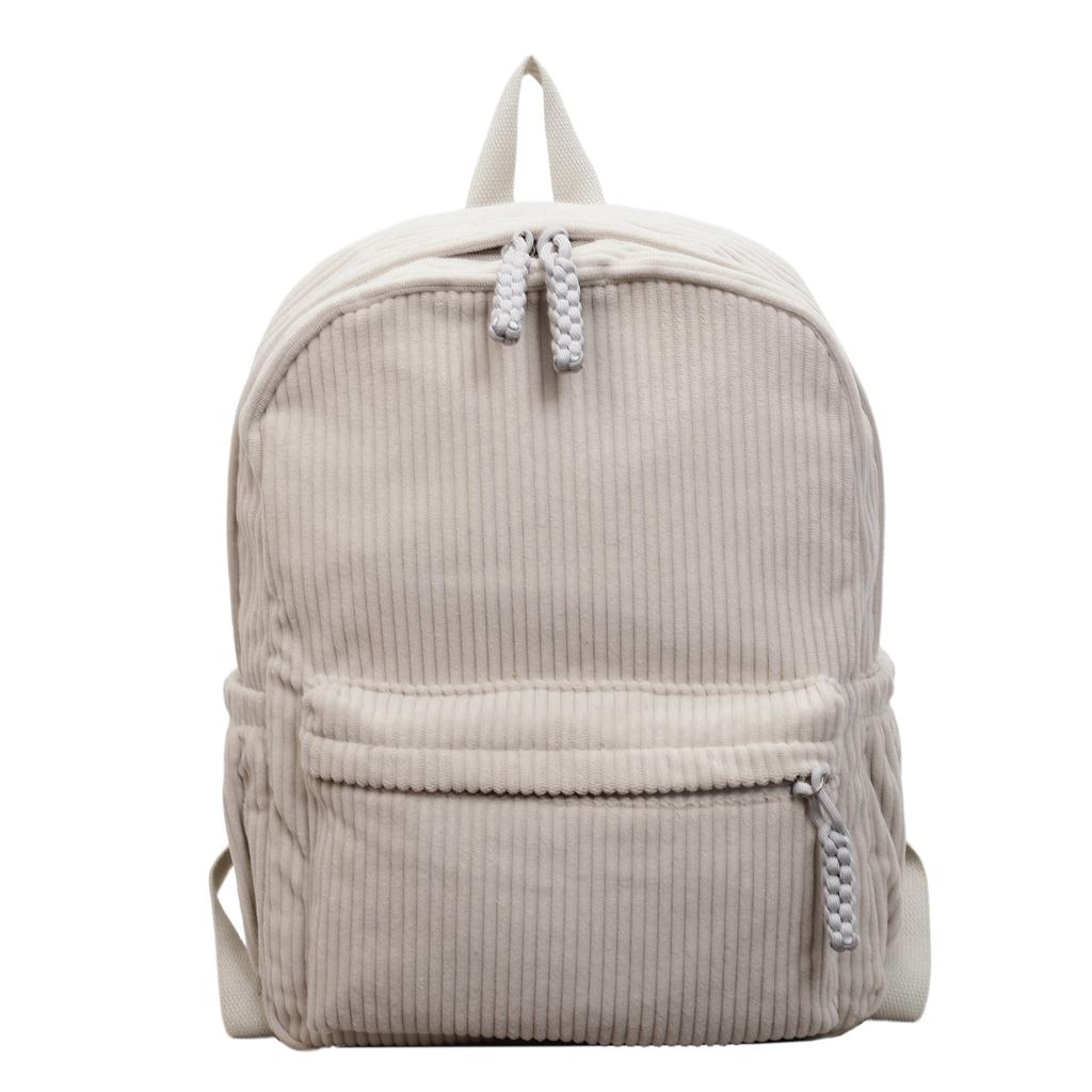 Schoolbag Solid Color Corduroy Backpack Women's 1011 New Middle School Middle School High School Student School Bag Men's Travel Backpack Large 
