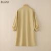 ZANZEA Women Casual Round Neck Solid Color Loose 3/4 Sleeve Shirt Dress