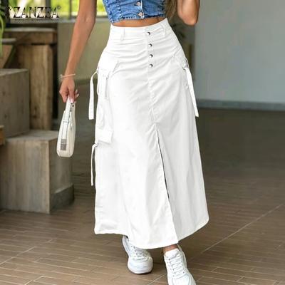 Women Casual Solid Color Loose Long Skirts