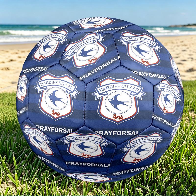 Cardiff City FC Print Size 5 Soccer Ball, PU Wear Resistant Football for Match Training and Daily Practice, Birthday Gift for Soccer Fans