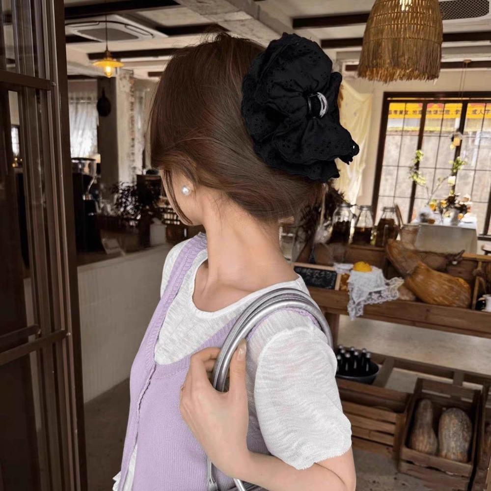 

Пластиковый кружевной ободок Зажим Кружевной Зажим-Акула Шикарный Захват для Волос Девочки чёрный