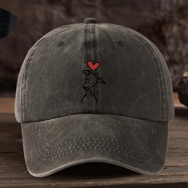 Modna czapka z daszkiem z nadrukiem psów i serc Wszechstronna outdoorowa czapka wędkarska na czas wolny Daszek Czapka z daszkiem typu kaczka Podróżna