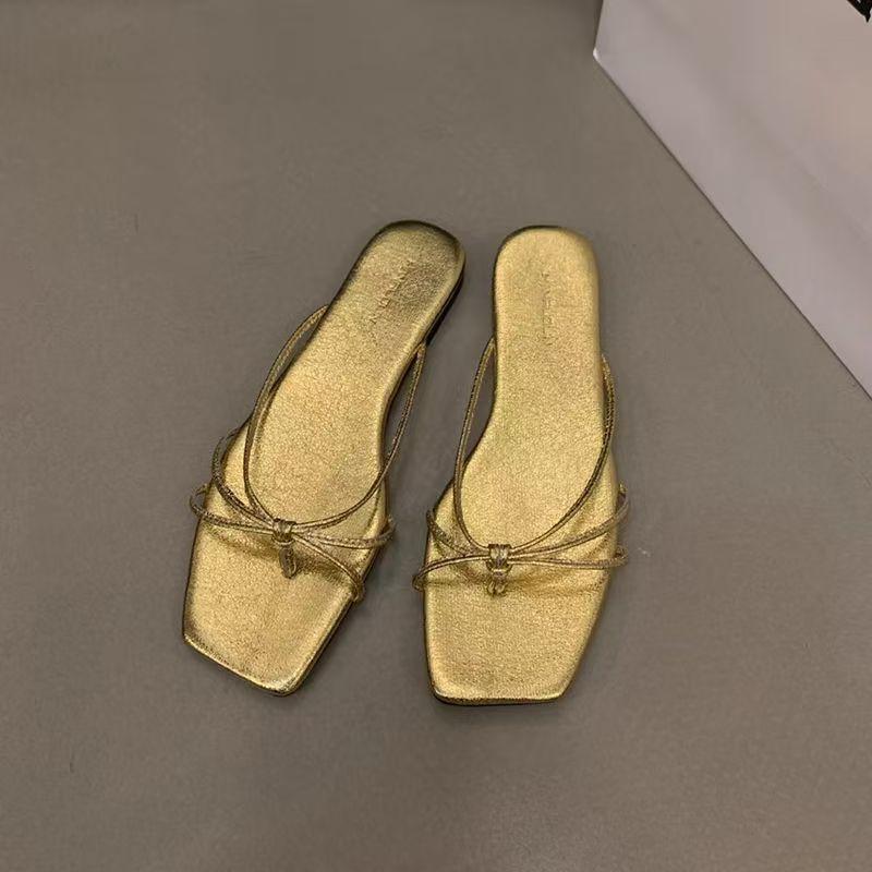 

Women s Flat Slippers Summer Outside Flip Flops Women Summer New Outer Wear with Skirt Small Floral Set Toe Cool Slippers Women 42 золотой