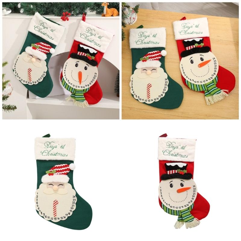 Stylish Santa and Snowmans Christmas Stocking Warmth Knitting Holiday Decoration Portable Accessory for Gifting