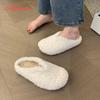 Aphixta New Warm Winter Slippers Candy Color Sweet Women Slippers Furry Round Toe Shoes Indoor Flat Heel Hair Slides