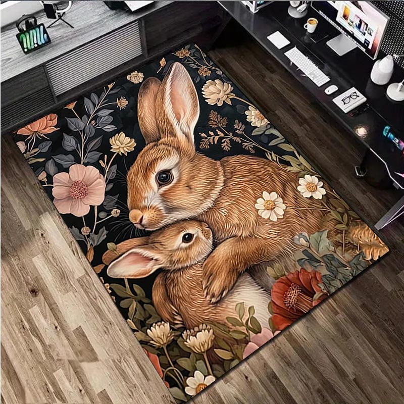 1Pc Animal Flowers Print Rug - Home Decoration Carpet For Living Room Bedroom Flooring Computer Chair Area Rug