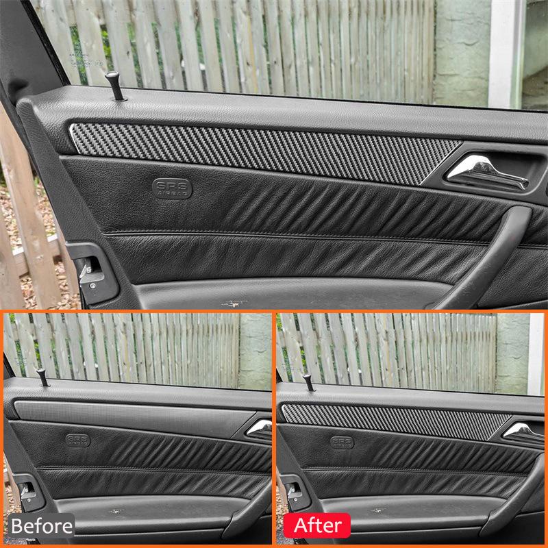Carbon Fiber Car Door Anti kick Panel Anti Dirty Pad Protect Cover Decoration Sticker For Mercedes Benz C Class W203 2005-2007
