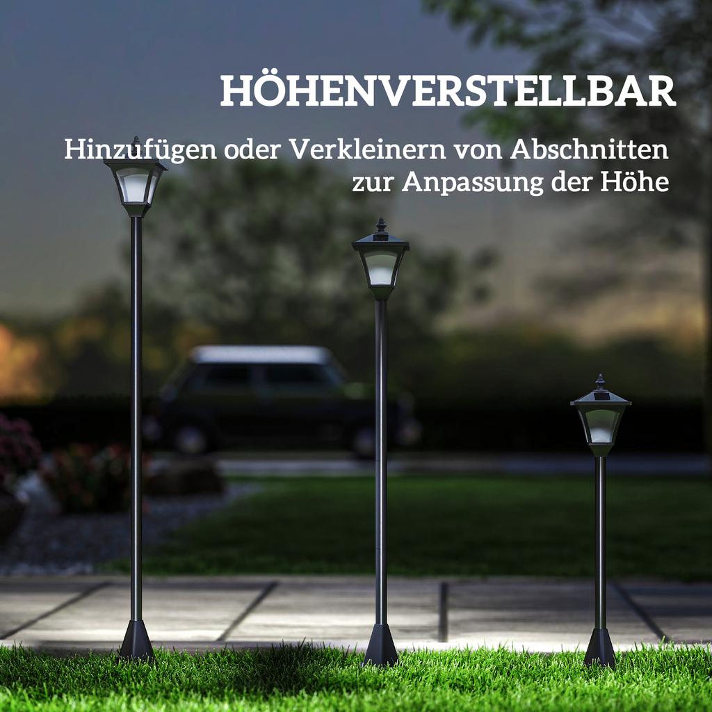 1.2m Solar Powered Outdoor Lamp Post - Black
