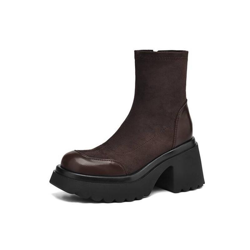 Autumn and Winter Suede Large Size Martin Boots Women's Platform Women's Boots Non-slip and Comfortable Side Zipper Solid Color New Medium Boots Women