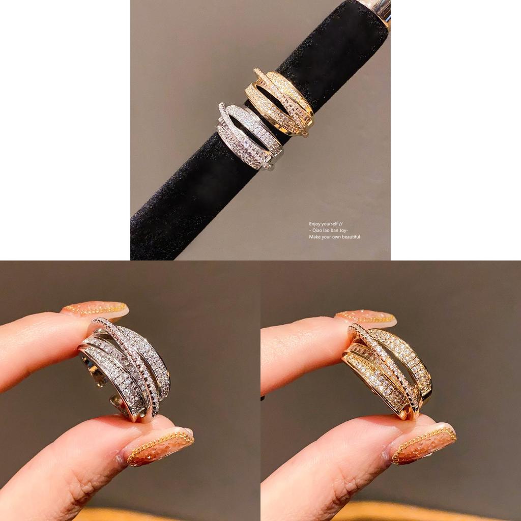 Trendy Zircon Open Ring For Women With Geometric Shape And Copper Construction For Daily Fashion