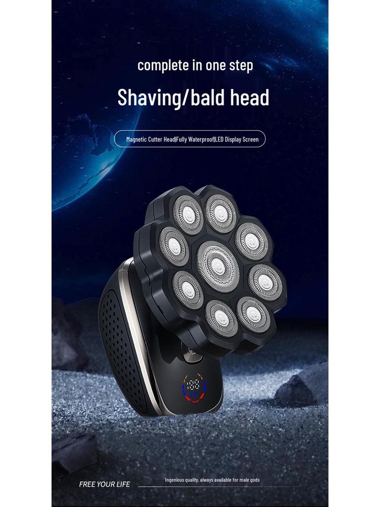 Five-in-One Magnetic Electric Razor: Bald Head Shaver, Hair Clipper, Whitening Nose Trimmer