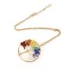 Color Retaining Gold Hand Winding Natural Crystal Gravel Tree Of Life Necklace N104