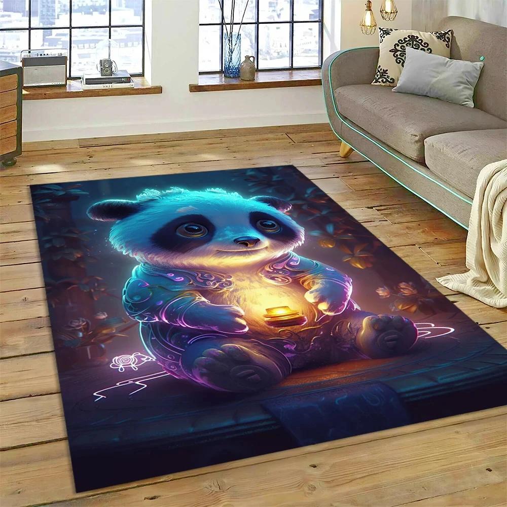 Uroczy dywan panda do sypialni, łazienki, salonu, dekoracja sofy, mata do raczkowania dla dziecka, miękki dywanik z kreskówkowym zwierzęciem, antypoślizgowa mata do zabawy