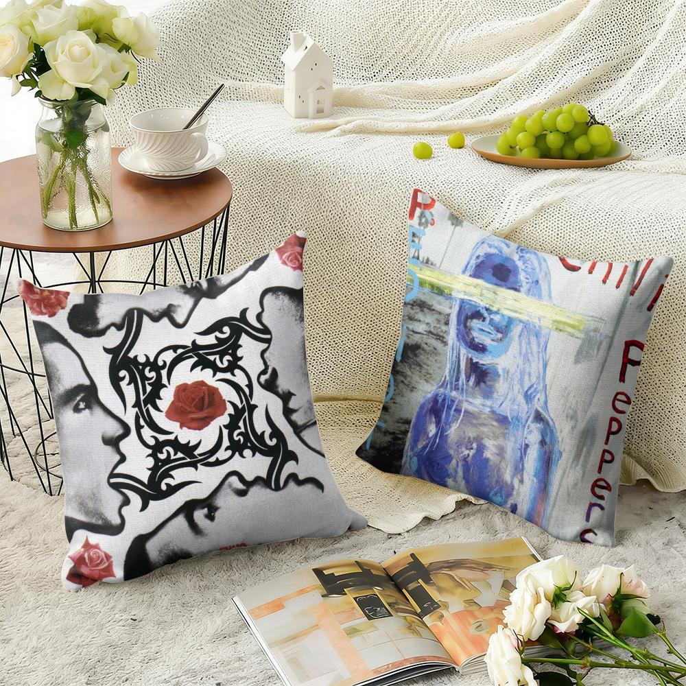 Red Hot Chili P-Peppers Band Cushion Cover Natural Linen Organic Fabric Double-Sided Printing Sofa Home Decor Gift Pillow Case