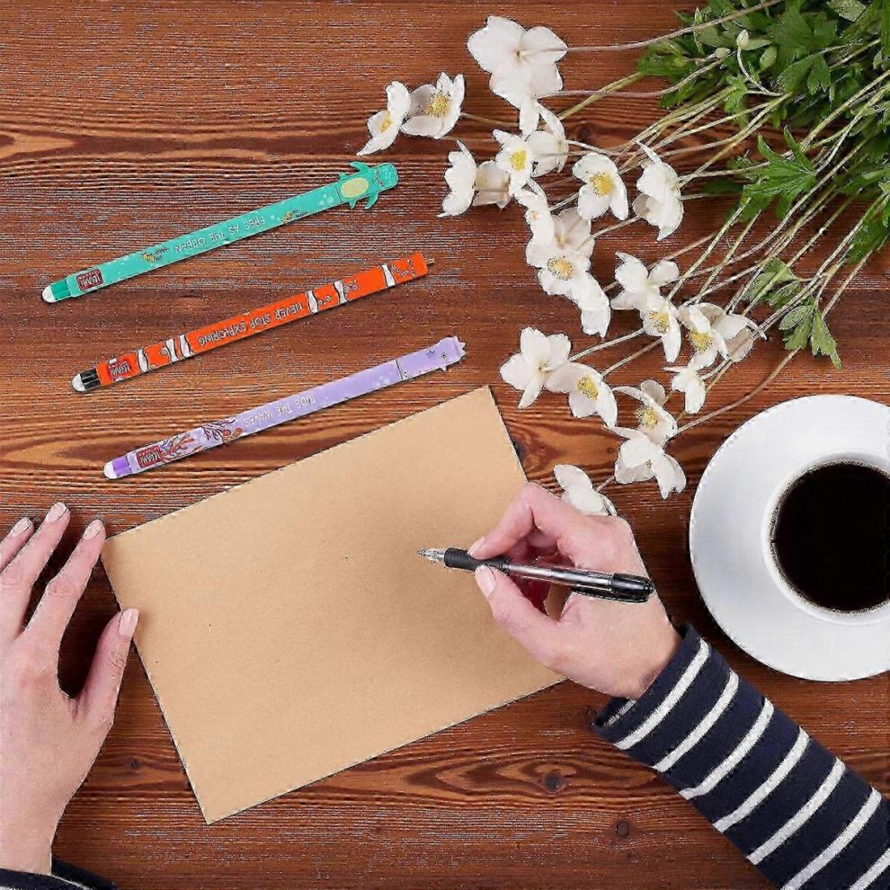 Confezione da 3 Penne Gel Cancellabili con Punta Fine da 0,35 mm Ideali per Studenti e Adulti Inchiostro Gel ad Asciugatura Rapida per Scrittura e Diario Set da Tre Pezzi